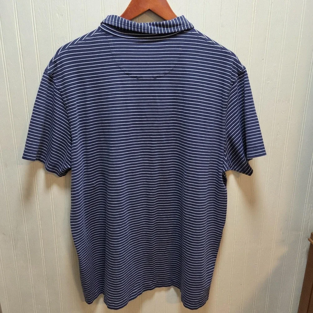 Southern Proper Polo Shirt Mens XL‎ Blue Stripe Cotton Spandex Stretch Knit Top